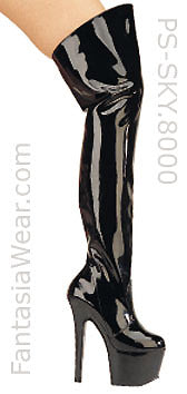 Black Thigh High Boots with 8-inch Spike Heels PS-SKY-8000