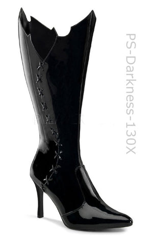 Plus size costume knee high boots with 4-inch spike heels Darkness-130X