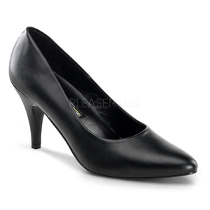 Classic black faux leather pump shoes with 3-inch spike heels Pump-420
