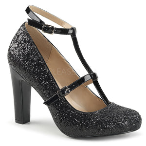 round toe black glitter pump shoes with 4-inch heels Queen-01