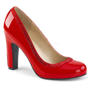 red jeweled pump shoes with 4-inch block heels Queen-04