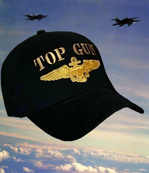 Top Gun cap with gold embroidered flight wings 055186