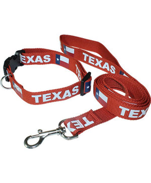 Texas flag red dog collar and leash set 602830 
