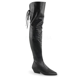 black faux leather Thigh high boots with 1.5-inch heels Rodeo-8822