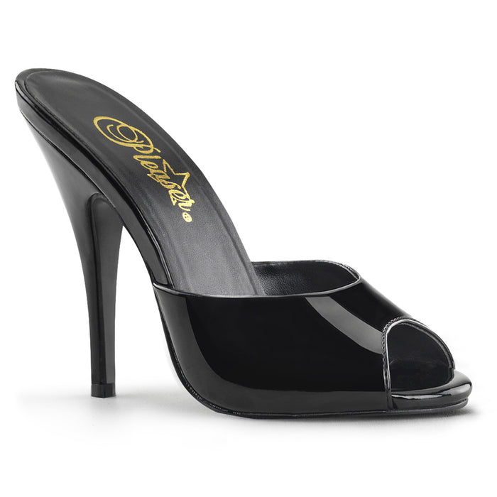 Black Peep Toe Slide Shoe 5-Inch Heel SEDUCE-101