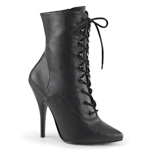 black faux leather lace-up ankle boots with 5-inch heel Seduce-1020