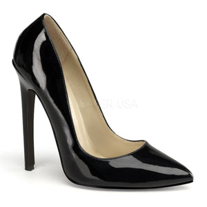 black patent pointed toe pump with 5-inch stiletto heel and no platform Sexy-20