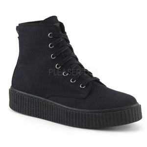 Unisex black high top lace-up creeper sneaker round toe Sneeker-201