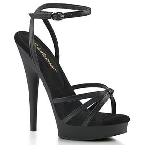 black faux leather strappy platform sandal 6-Inch high heel shoe  Sultry-638