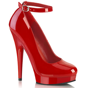 red ankle strap pumps, 6-inch high heel shoes Sultry-686