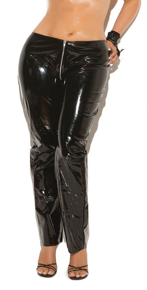 plus size vinyl pants with front zipper V9207X