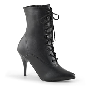 black faux leather lace-up ankle boot with 4-inch heel Vanity-1020