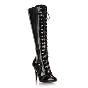 black patent lace-up knee boots with 4-inch heel Vanity-2020