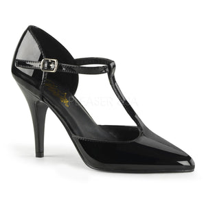 black T-strap pump shoes with 4-inch spike heels Vanity-415