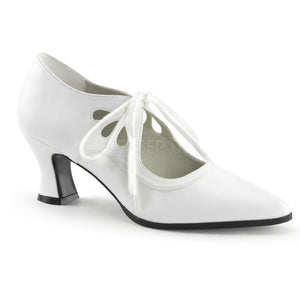 white faux leather lace-up shoes with 2.75-inch heels Victorian-03