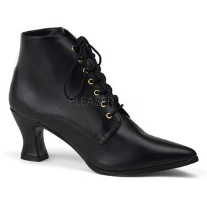 black faux leather lace-up ankle boots with 2.75-inch heels Victorian-35