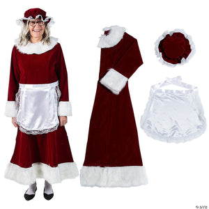 deluxe HALCO Mrs. Claus dress 3-piece set with hat and apron  Christmas costume AE7051
