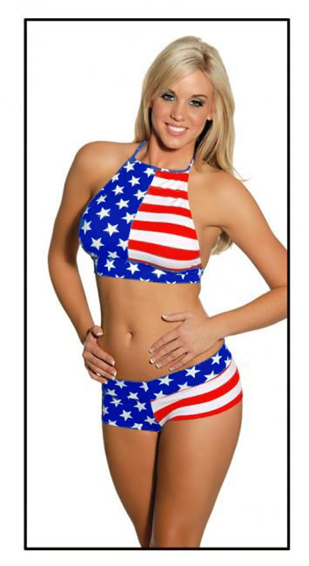 American Flag Shorts and Halter Set 121-123