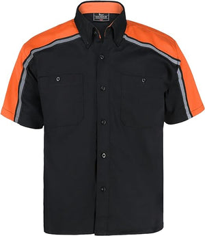 black and orange mechanic work shirts WSM-BKOR