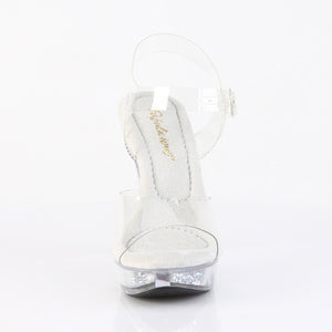 front of ankle strap clear sandal shoe with rhinestone 1-inch platform Cocktail-508RSI