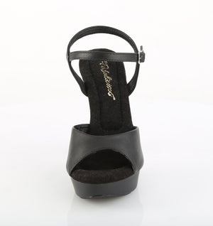 front of black faux leather 5-inch high heel sandal shoes cocktail-509