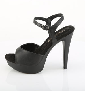 ankle strap buckle of black faux leather 5-inch high heel sandal shoes cocktail-509