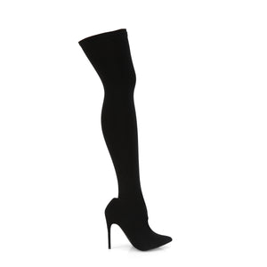 side view of woman's large size thigh high boot with 5-inch heel COURTLY-3005