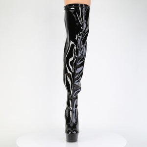 front of black wide calf thigh high boots DELIGHT-3000WCF