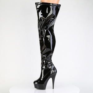 side view of black wide calf thigh high boots DELIGHT-3000WCF