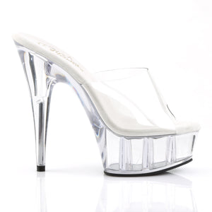 side view of clear platform slide shoes with 6 inch spike heels DELIGHT-601-CLR