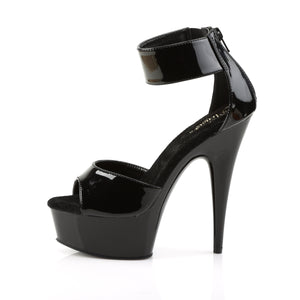 side view of black 6-inch spike heel platform sandal with a wide ankle band DELIGHT-670-3