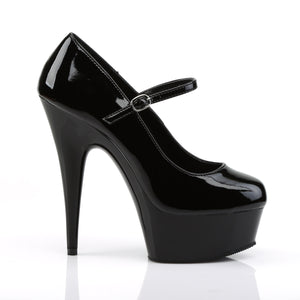 side view of adult Mary Jane platform pump black high heel shoes with 6-inch heel Delight-687