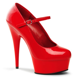 adult Mary Jane platform pump red high heel shoes with 6-inch heel Delight-687