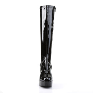 front of black platform GoGo boot with 4-inch chunky heel Exotica-2000