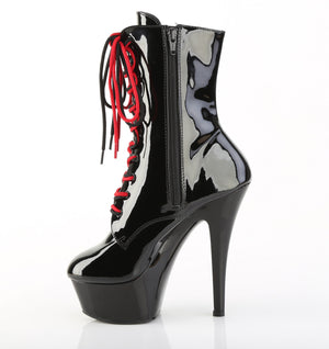 full inner zipper on black lace-up ankle high boots with 6 inch spike heels KISS-1020-1