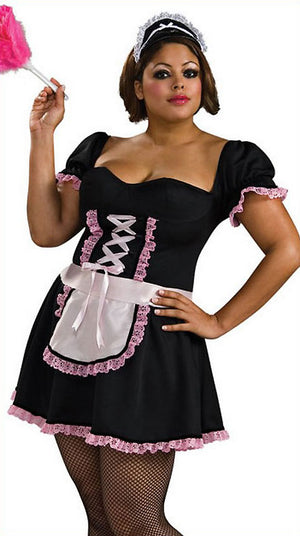 pink lace plus size French maid costume 17543