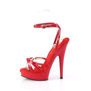 side view of red strappy platform sandal 6-Inch high heel shoe  Sultry-638