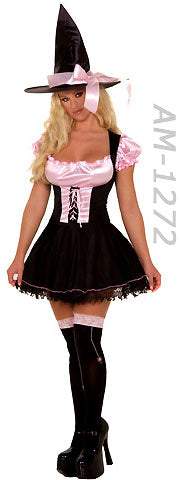 pink and black 2-pc. Halloween witch costume includes hat 1272