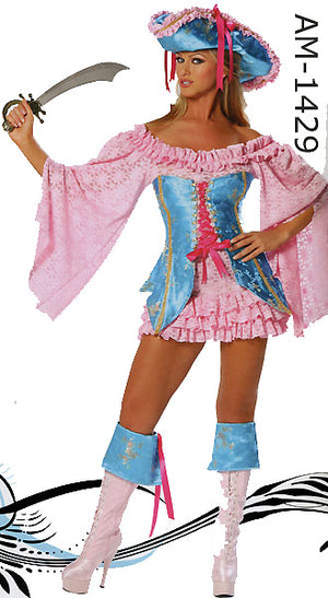 Buccaneer Fantasy 5-pc. pink and blue pirate costume 1429