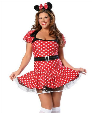 close up of plus size Miss Mighty Mouse 3-piece costume 1458