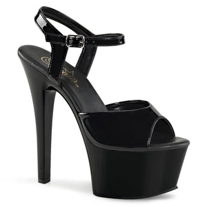 black patent ankle strap platform sandal 6-inch heel ASPIRE-609