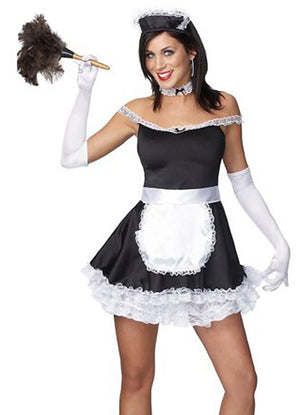 sexy black dress with white apron French maid 4-piece costume M458