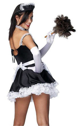 back of sexy black and white French maid 4-piece costume M458