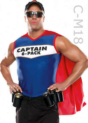 Captain 6-Pack men's superhero costume with beer belt M18