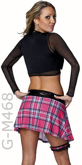 back view of sexy Reform Schoolgirl 5-piece costume M468