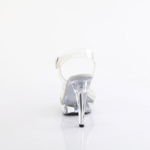 back of clear high heel shoes with 5-inch spike heels, ankle strap platform sandals Cocktail-507