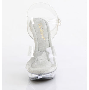 front of clear high heel shoes with 5-inch spike heels, ankle strap platform sandals Cocktail-507
