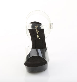 front of black platform sandal shoes 5-inch heel COCKTAIL-508-BLK