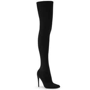 black Nylon fabric thigh high boot with 5-inch spike stiletto heel COURTLY-3005