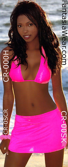 hot pink Bikini cover-up skirt with triangle bikini top